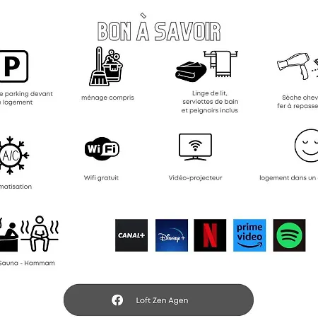 Loft Zen Balneo Parking Gratuit Sauna Hammam Billard * Agen
